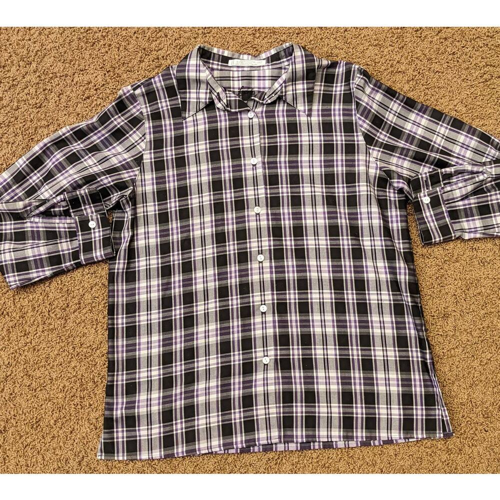 Foxcroft Wrinkle Free Long Sleeve Blouse Shirt Button Up Front Womens Size 10 P